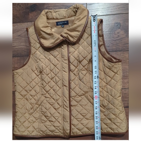 Jones New York Signature Fall Camel Quilted Puffer Vest Size XL Button & Zip. - Picture 7 of 13